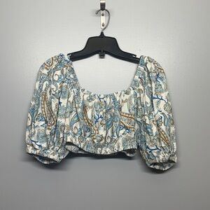 MINKPINK Paisley Pattern Stretch Ruched Crop Top SIZE SMALL